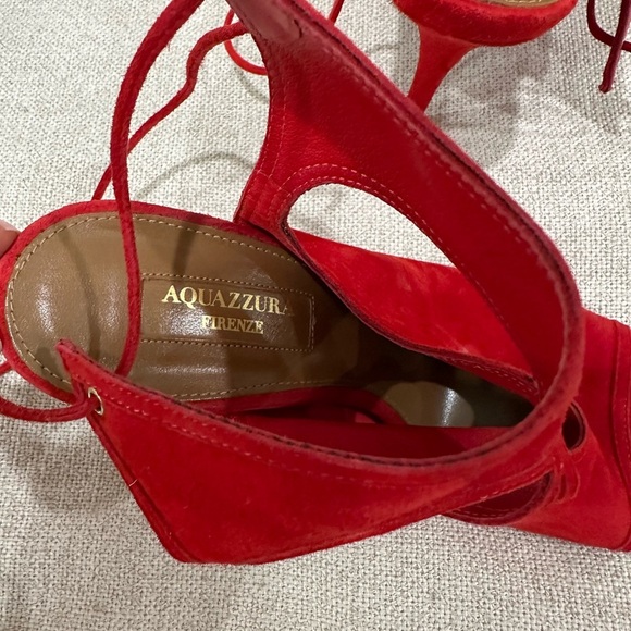 Aquazzura Red Stiletto Heels with Lace-Up Design size 37 made in Italy - Picture 6 of 14